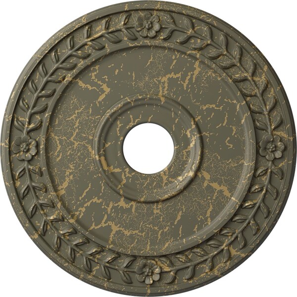 Ekena Millwork Wreath Ceiling Medallion (Fits Canopies up to 6"), 21 1/8"OD x 3 5/8"ID x 7/8"P, Witch Hazel Crackle CM21WRWHC - main